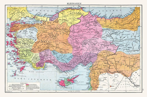 Asia Minor - Droysen 1886 White Modern Wood Framed Art Print with Double Matting by Droysen