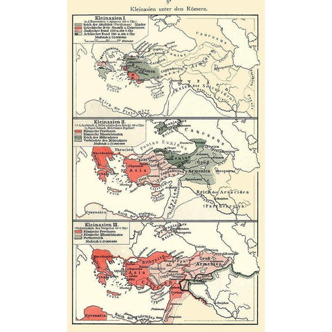 Asia Minor Roman Empire - Velhagen 1897 Gold Ornate Wood Framed Art Print with Double Matting by Velhagen