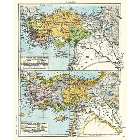Asia Minor Roman Persian Times - Velhagen 1897 Black Modern Wood Framed Art Print with Double Matting by Velhagen