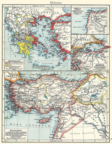 Asia Minor Greece - Putzgers 1897 Black Ornate Wood Framed Art Print with Double Matting by Putzgers