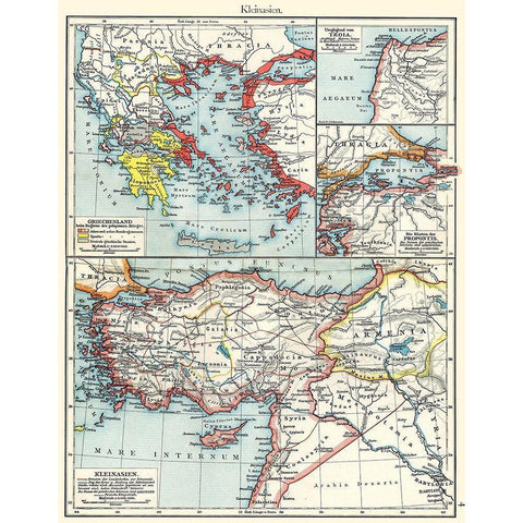 Asia Minor Greece - Putzgers 1897 Black Modern Wood Framed Art Print by Putzgers