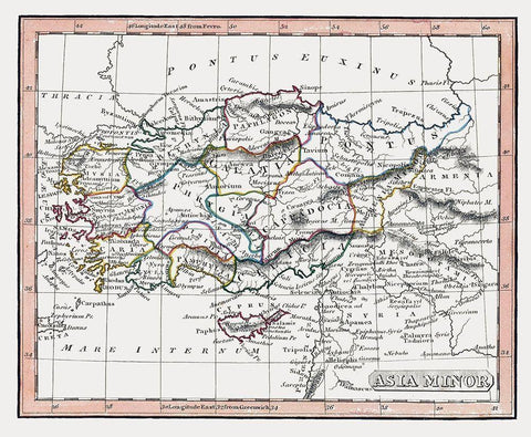 Asia Minor - Fenner 1830 Black Ornate Wood Framed Art Print with Double Matting by Fenner