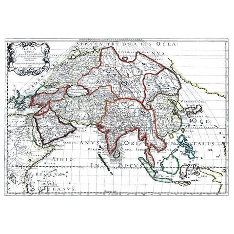 Asia - Sanson 1641 Gold Ornate Wood Framed Art Print with Double Matting by Sanson