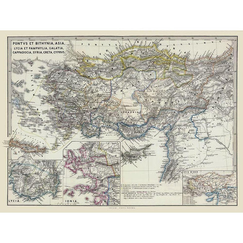 Asia Minor Middle East - Spruner 1865 White Modern Wood Framed Art Print by Spruner