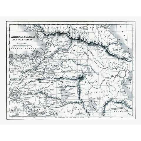 Asia Armenia Colchis Albania Iberia - Oxford 1828 Black Modern Wood Framed Art Print with Double Matting by Oxford