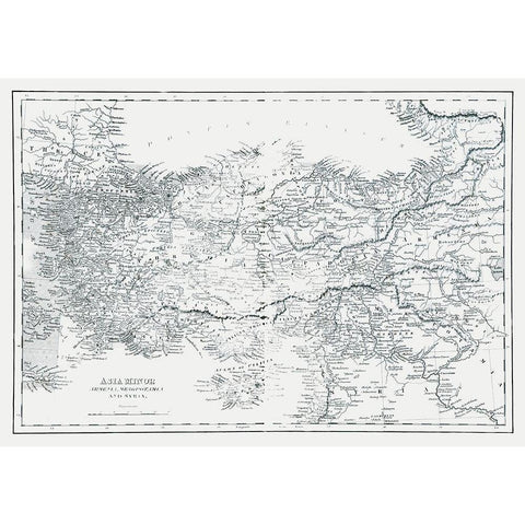 Asia Minor Armenia Mesopotamia Syria - Oxford 1828 Black Modern Wood Framed Art Print with Double Matting by Oxford