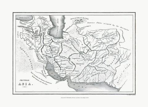 Central Asia - Oxford 1828 White Modern Wood Framed Art Print with Double Matting by Oxford