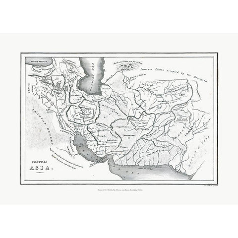 Central Asia - Oxford 1828 Black Modern Wood Framed Art Print by Oxford