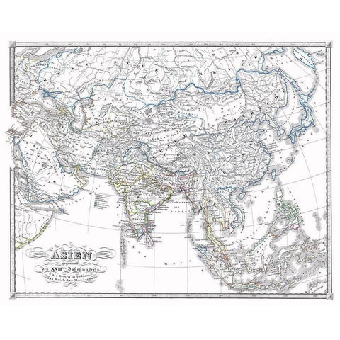 Asia End of 18th Century - Spruner 1855 Black Modern Wood Framed Art Print by Spruner