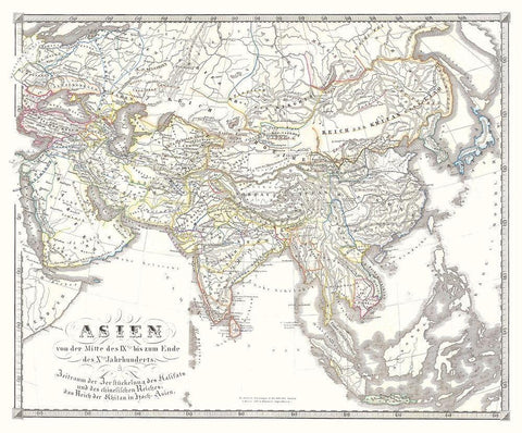 Asia 9-10 Centuries - Spruner 1855 White Modern Wood Framed Art Print with Double Matting by Spruner
