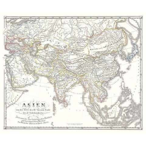Asia 9-10 Centuries - Spruner 1855 Black Modern Wood Framed Art Print by Spruner
