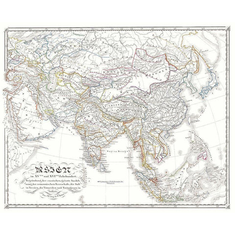 Asia 15-16 Centuries - Spruner 1855 White Modern Wood Framed Art Print by Spruner