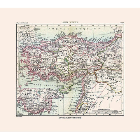 Asia Minor Middle East - Perthes 1896 White Modern Wood Framed Art Print by Perthes