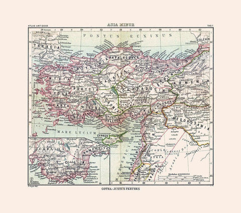 Asia Minor Middle East - Perthes 1896 White Modern Wood Framed Art Print with Double Matting by Perthes