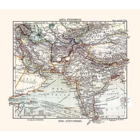 Southwest Asia - Perthes 1921 White Modern Wood Framed Art Print by Perthes