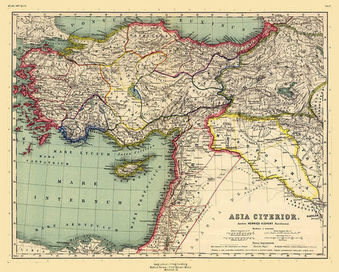 Asia Minor - Kiepert 1903 White Modern Wood Framed Art Print with Double Matting by Kiepert