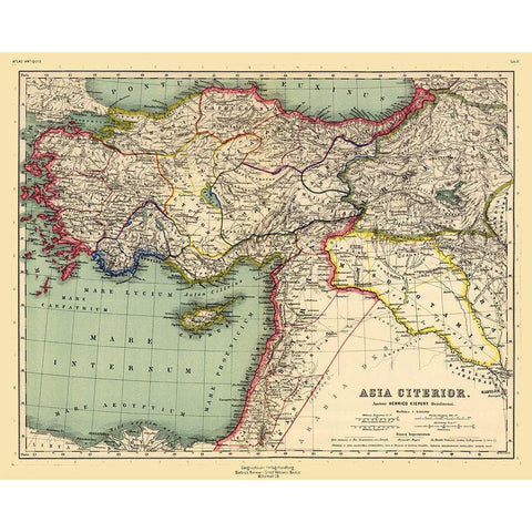 Asia Minor - Kiepert 1903 Gold Ornate Wood Framed Art Print with Double Matting by Kiepert
