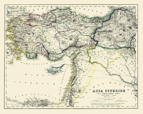 Asia Minor - Kiepert 1903 White Modern Wood Framed Art Print with Double Matting by Kiepert