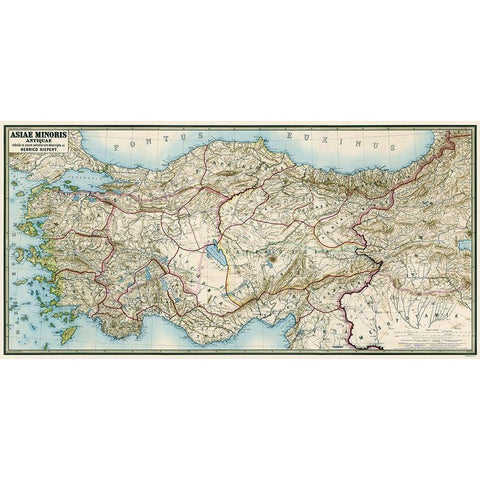 Ancient Asia Minor - Kiepert 1888 Black Modern Wood Framed Art Print with Double Matting by Kiepert