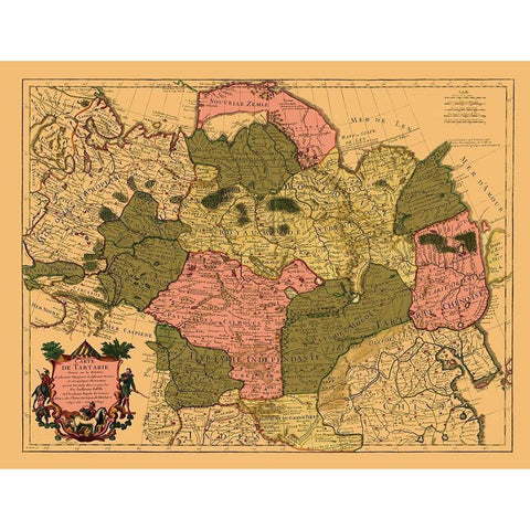 Asia Tartary Siberia - De Lisle 1706 White Modern Wood Framed Art Print by De L''isle