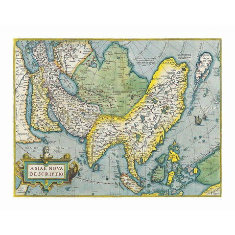 Asia - Ortelius 1670 Black Modern Wood Framed Art Print with Double Matting by Ortelius