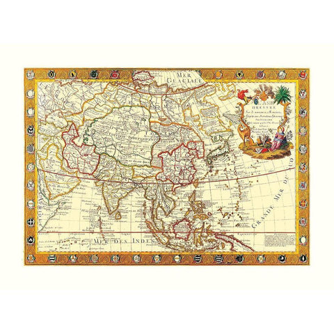 Asia - Danet 1732 Gold Ornate Wood Framed Art Print with Double Matting by Danet