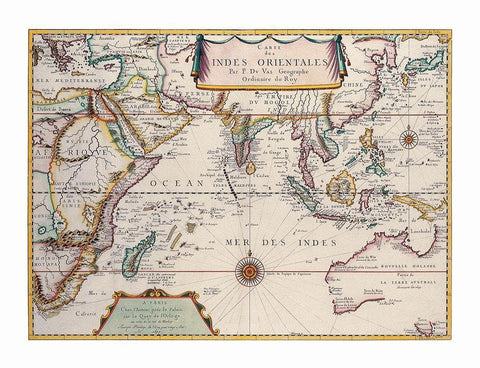 Asia - Val 1677 Black Ornate Wood Framed Art Print with Double Matting by Val