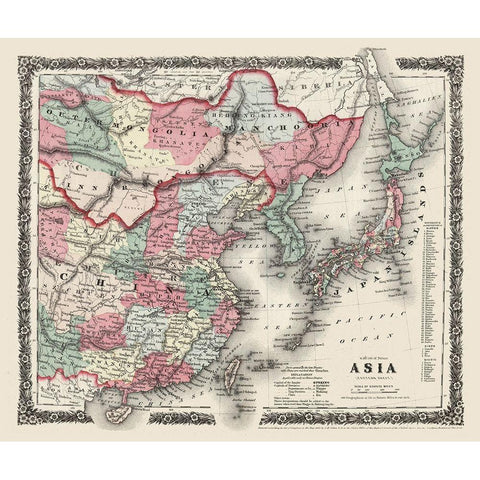 Asia - Colton 1858 Black Modern Wood Framed Art Print with Double Matting by Colton