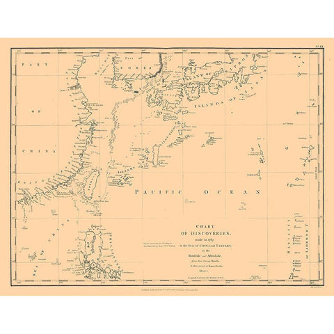 Asia Chart of Discoveries - Robinson 1787 Black Modern Wood Framed Art Print by Robinson