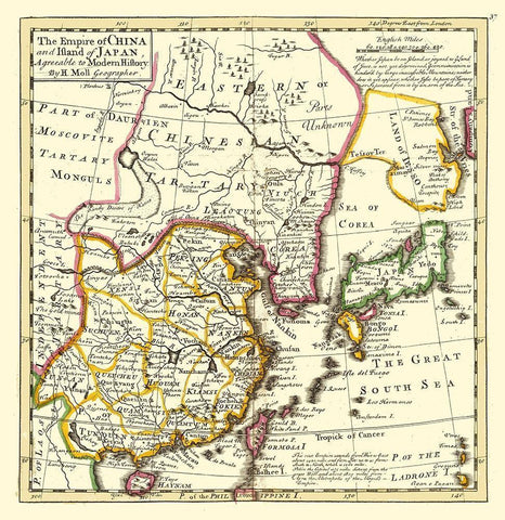 Asia Chinese Empire Japan - Moll 1736 White Modern Wood Framed Art Print with Double Matting by Moll