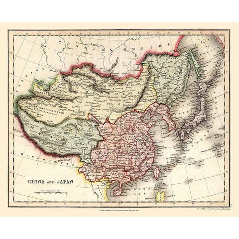 China Japan - Higgins 1832 Black Modern Wood Framed Art Print by Higgins