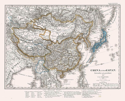 China Japan - Perthes 1866 White Modern Wood Framed Art Print with Double Matting by Perthes