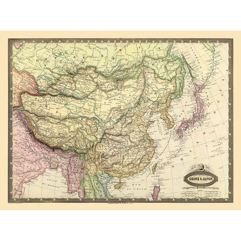 China Japan - Renouard 1860 Black Modern Wood Framed Art Print by Renouard