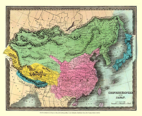 Asia Chinese Empire Japan - Thomas 1833 White Modern Wood Framed Art Print with Double Matting by Thomas
