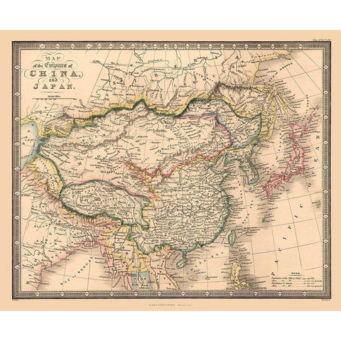 China Japan - Wyld 1864 Black Modern Wood Framed Art Print by Wyld