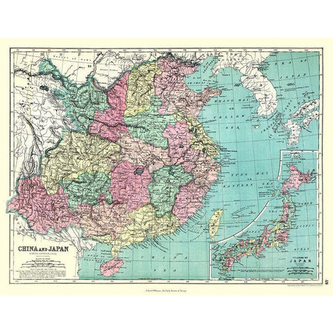 China Japan - Williams 1860 White Modern Wood Framed Art Print by Williams