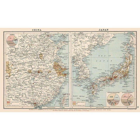 Asia China Japan Exports - Bartholomew 1907 Black Modern Wood Framed Art Print with Double Matting by Bartholomew