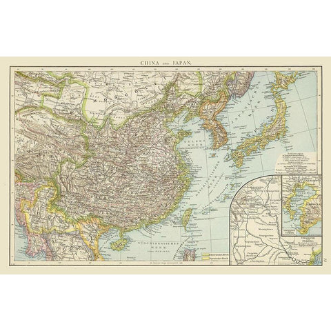 China Japan - Andree 1881 Gold Ornate Wood Framed Art Print with Double Matting by Andree