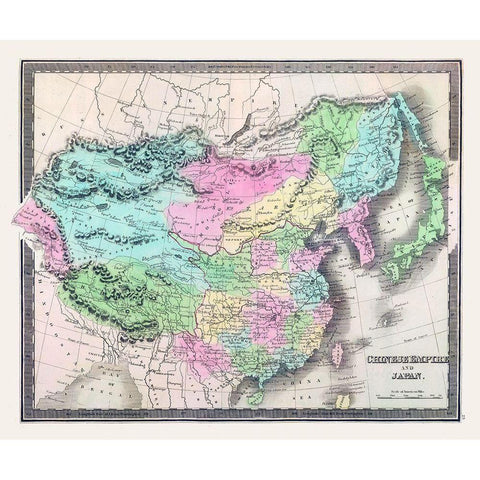 Asia Chinese Empire Japan - Greenleaf 1848 Black Modern Wood Framed Art Print with Double Matting by Greenleaf