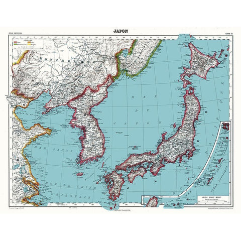 Japan Asia - Schrader 1935 Black Modern Wood Framed Art Print with Double Matting by Schrader