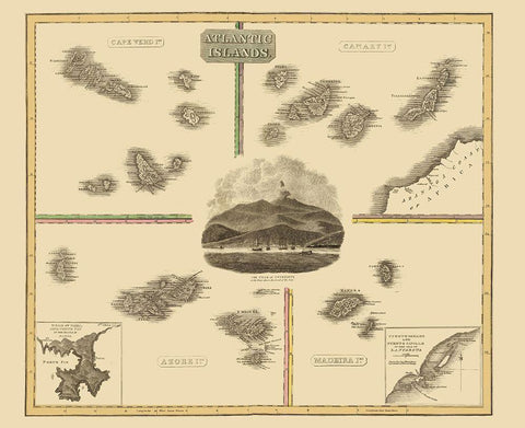 Cape Verde Canary Madeira Azore - Thomson 1814 White Modern Wood Framed Art Print with Double Matting by Thomson