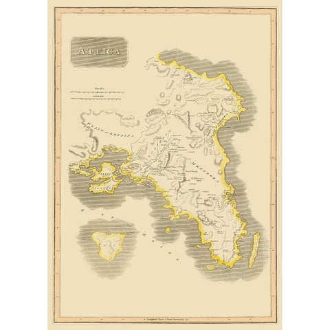 Attica Region Greece - Thomson 1815 Gold Ornate Wood Framed Art Print with Double Matting by Thomson