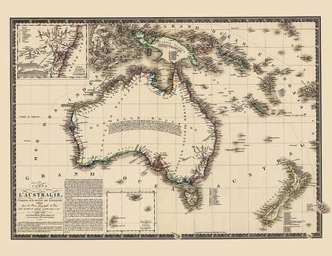 Oceania Australia New Zealand New Guinea White Modern Wood Framed Art Print with Double Matting by Brue