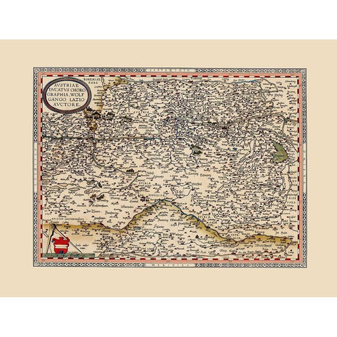 Austria - Ortelius 1570 White Modern Wood Framed Art Print by Ortelius