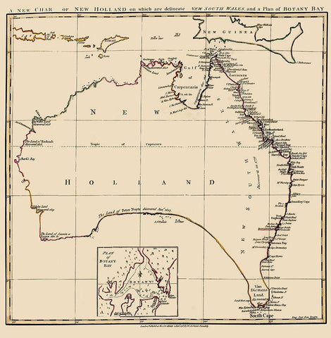 Australia New Holland - Stockdale 1767 White Modern Wood Framed Art Print with Double Matting by Stockdale