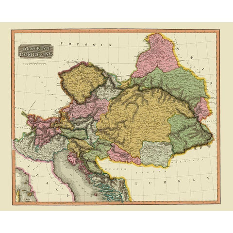 Austria - Thomson 1816 Black Modern Wood Framed Art Print by Thomson