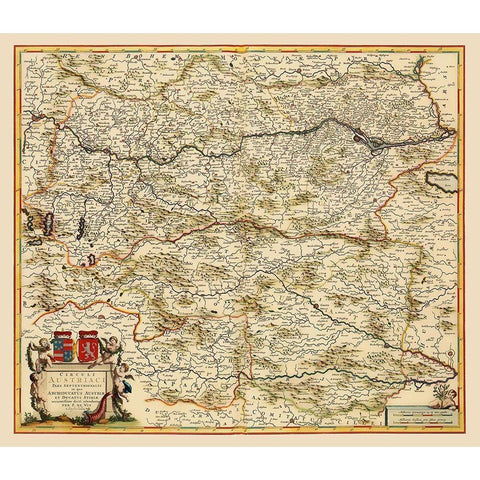 Austria - De Wit 1688 Black Modern Wood Framed Art Print with Double Matting by De Wit