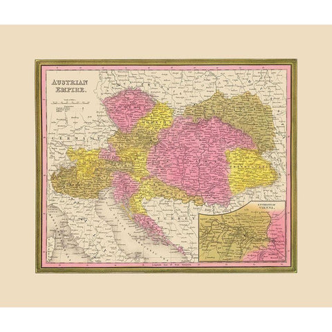 Austrian Empire - Mitchell 1846 Gold Ornate Wood Framed Art Print with Double Matting by Mitchell