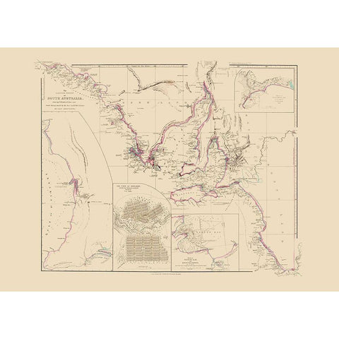 Australia Southern Maritime - Arrowsmith 1844 Gold Ornate Wood Framed Art Print with Double Matting by Arrowsmith