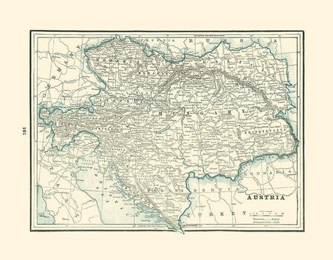 Austria - Rathbun 1893 Black Ornate Wood Framed Art Print with Double Matting by Rathbun